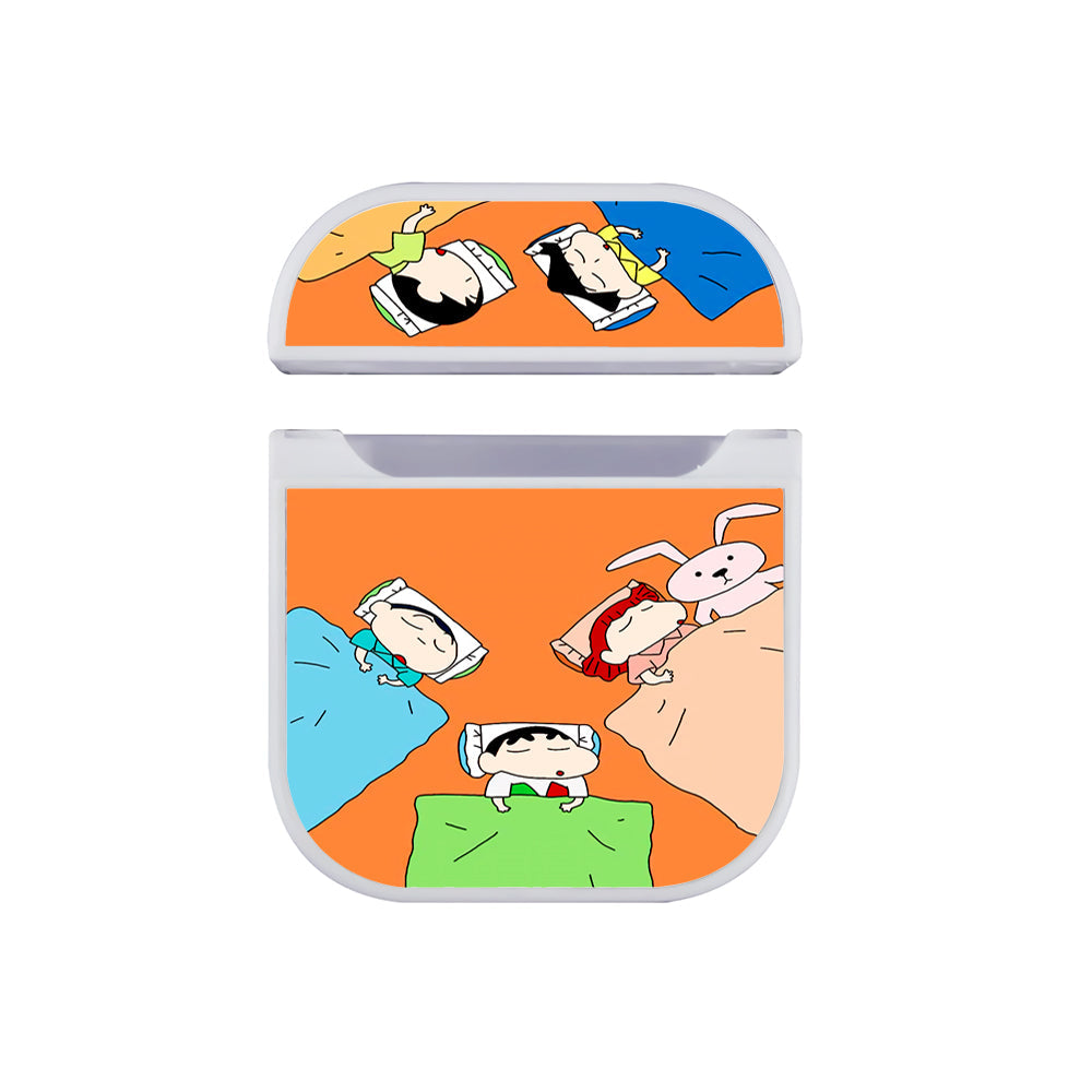 Sinchan Sleeping With Friends Apple Airpods Case White