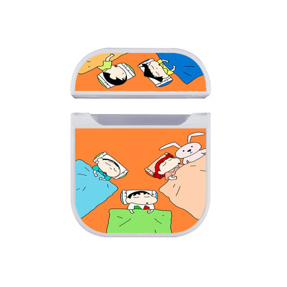 Sinchan Sleeping With Friends Apple Airpods Case White