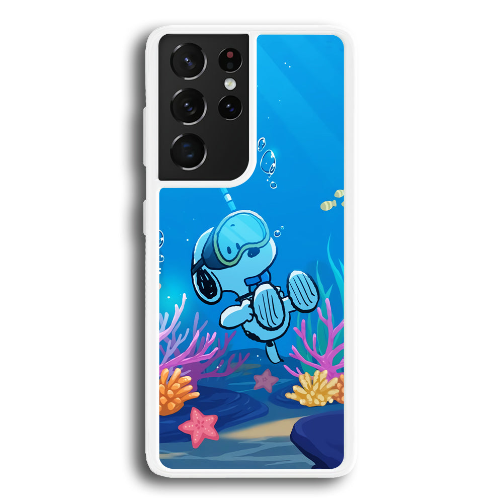 Snoopy Enjoy Diving Samsung Galaxy S21 Ultra Case