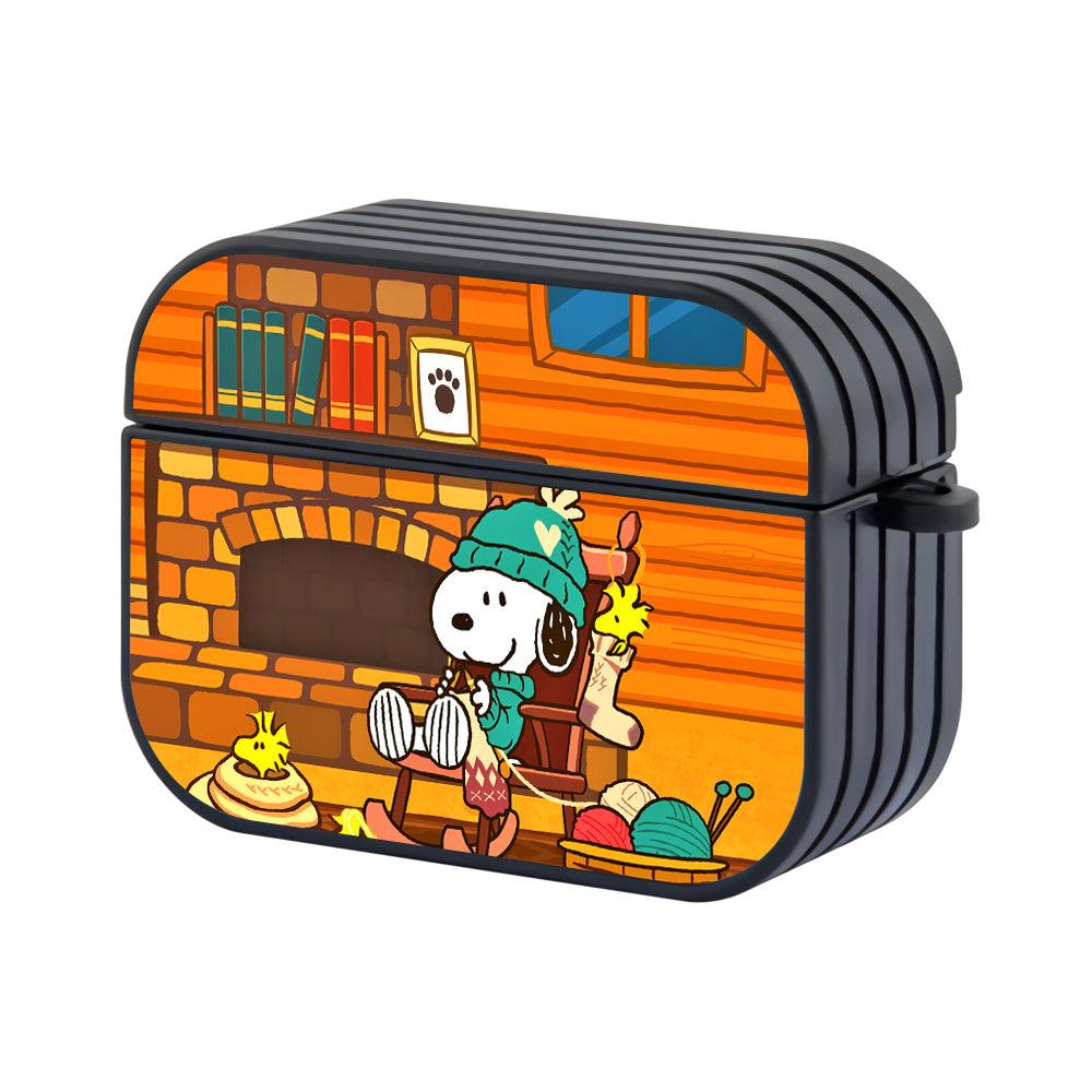 Snoopy Evening Activities with Knitting Apple Airpods Pro 2 Case Black