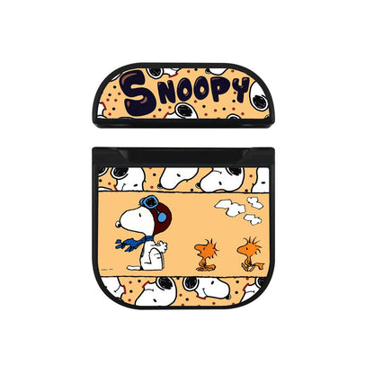 Snoopy Fly with Dreams Apple Airpods Case Black