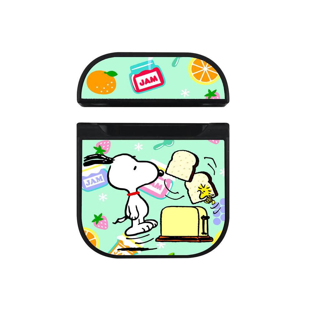 Snoopy Morning Breakfast Apple Airpods Case Black