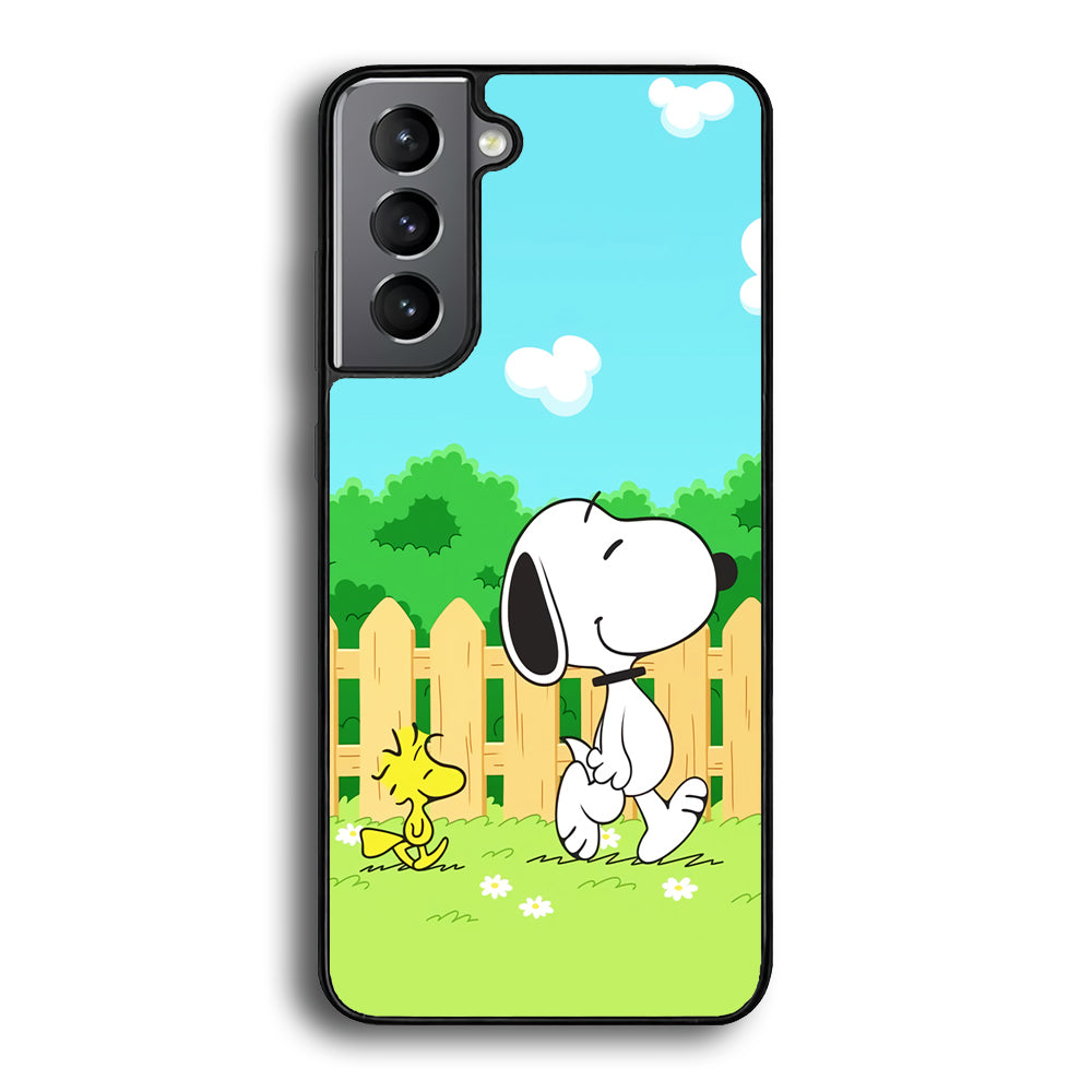 Snoopy Morning Walk Samsung Galaxy S21 Plus Case - Carneyforia