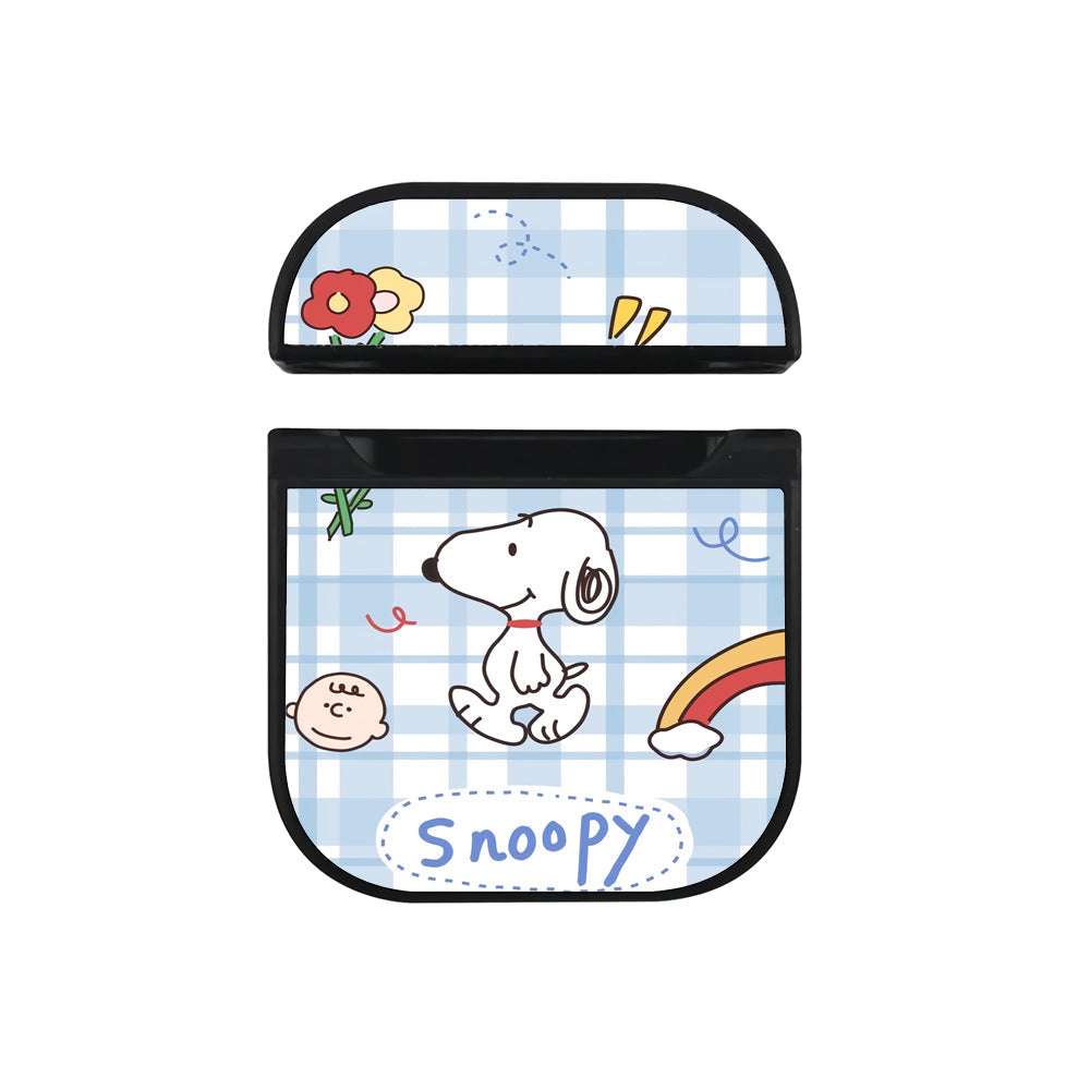 Snoopy Pattern of Square Apple Airpods Case Black