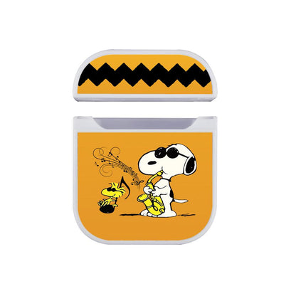 Snoopy Saxophone Player Apple Airpods Case White
