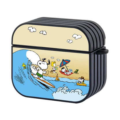 Snoopy Surfing Enjoy The Ocean Apple Airpods 4 Case Black