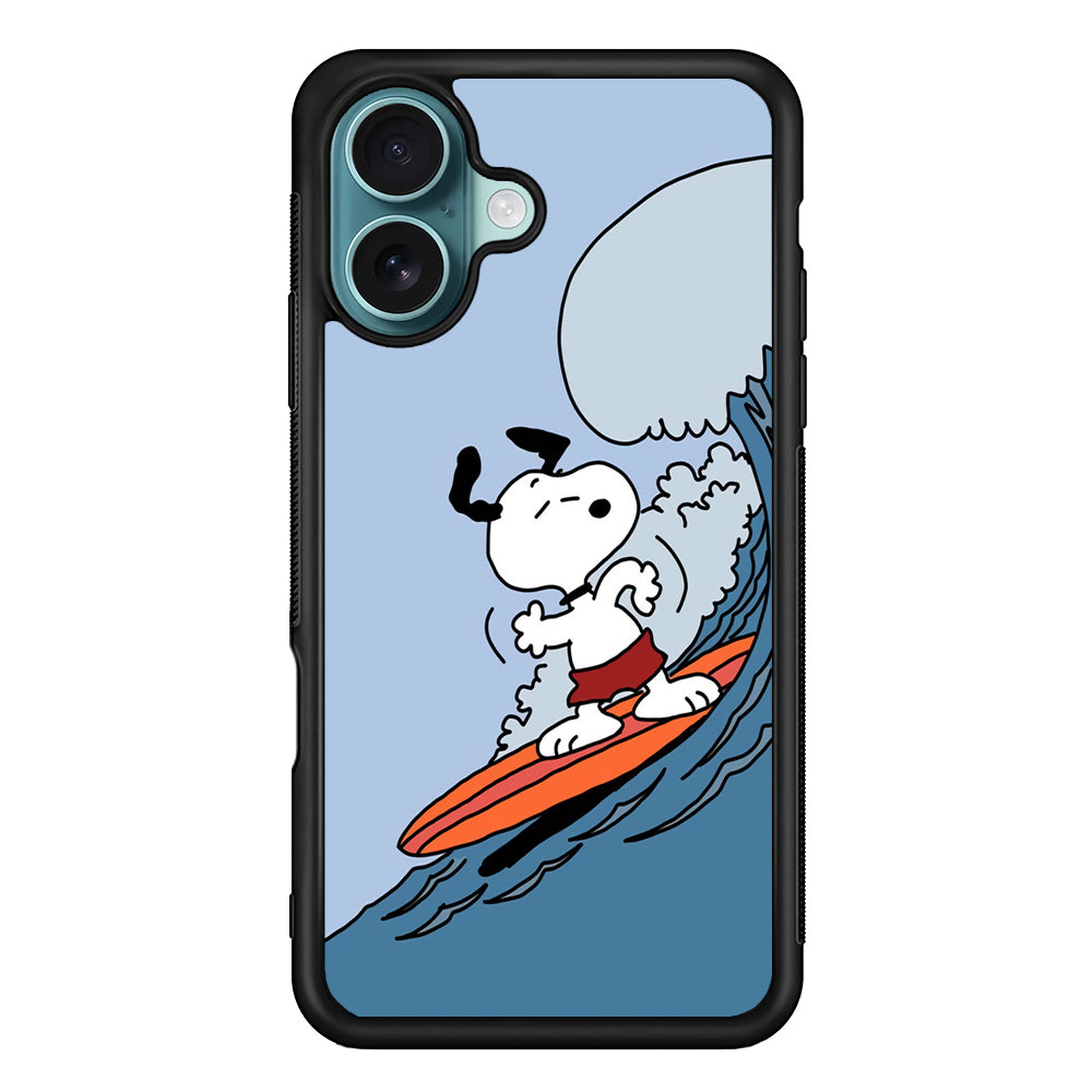 Snoopy Surfing Mode iPhone 16 Case