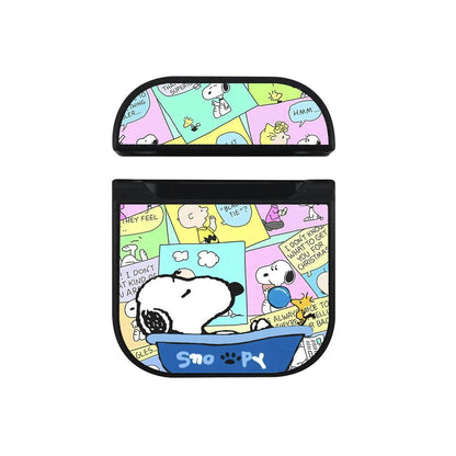 Snoopy Take a Rest from Busy Day Apple Airpods Case Black