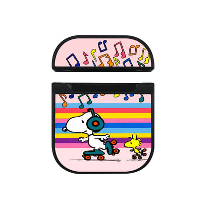 Snoopy Woodstock Roller Skating Music Apple Airpods Case Black