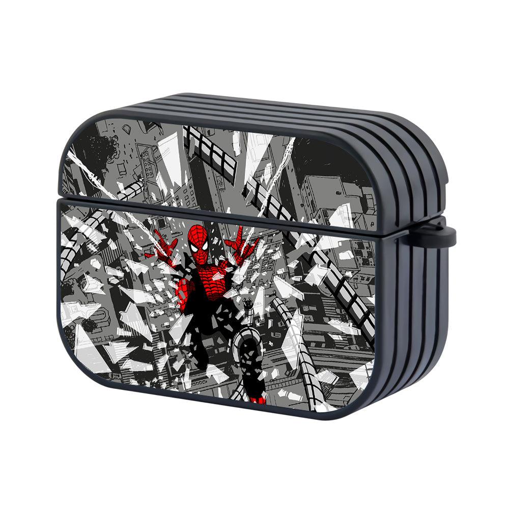 Spiderman Hold on to the Netting Rope Apple Airpods Pro Case Black