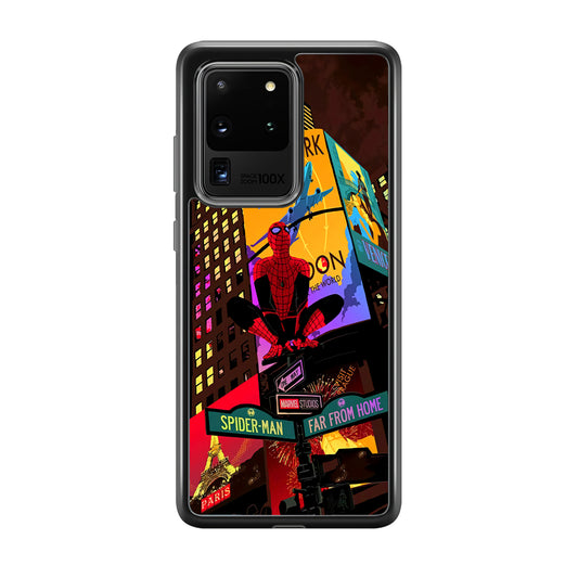 Spiderman Landscape of Night Town Samsung Galaxy S20 Ultra Case