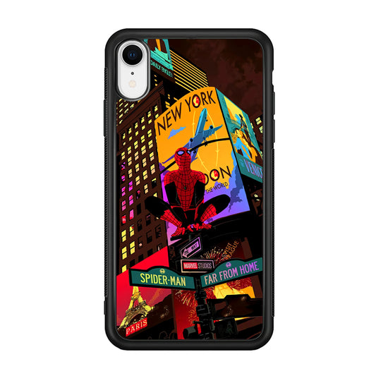 Spiderman Landscape of Night Town iPhone XR Case
