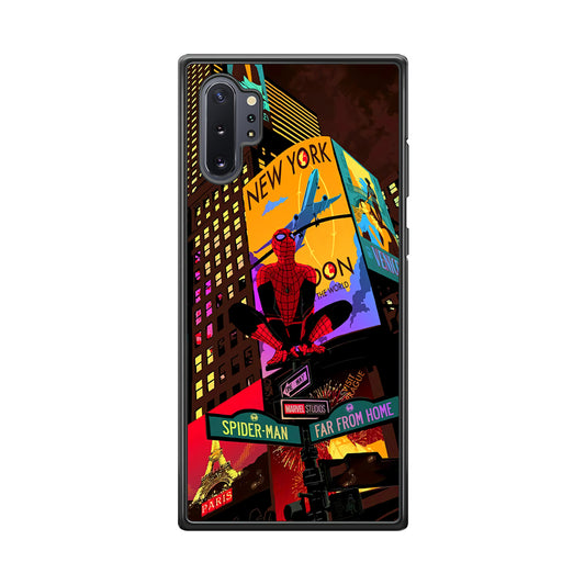 Spiderman Landscape of Night Town Samsung Galaxy Note 10 Plus Case