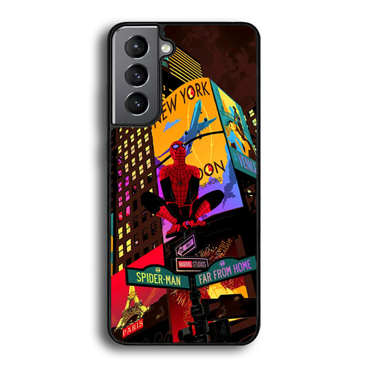 Spiderman Landscape of Night Town Samsung Galaxy S21 Case