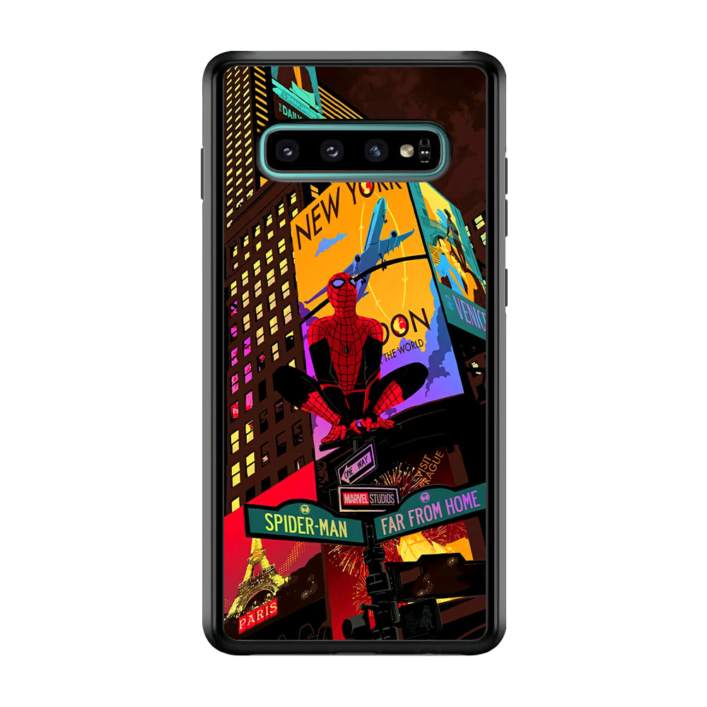 Spiderman Landscape of Night Town Samsung Galaxy S10 Case