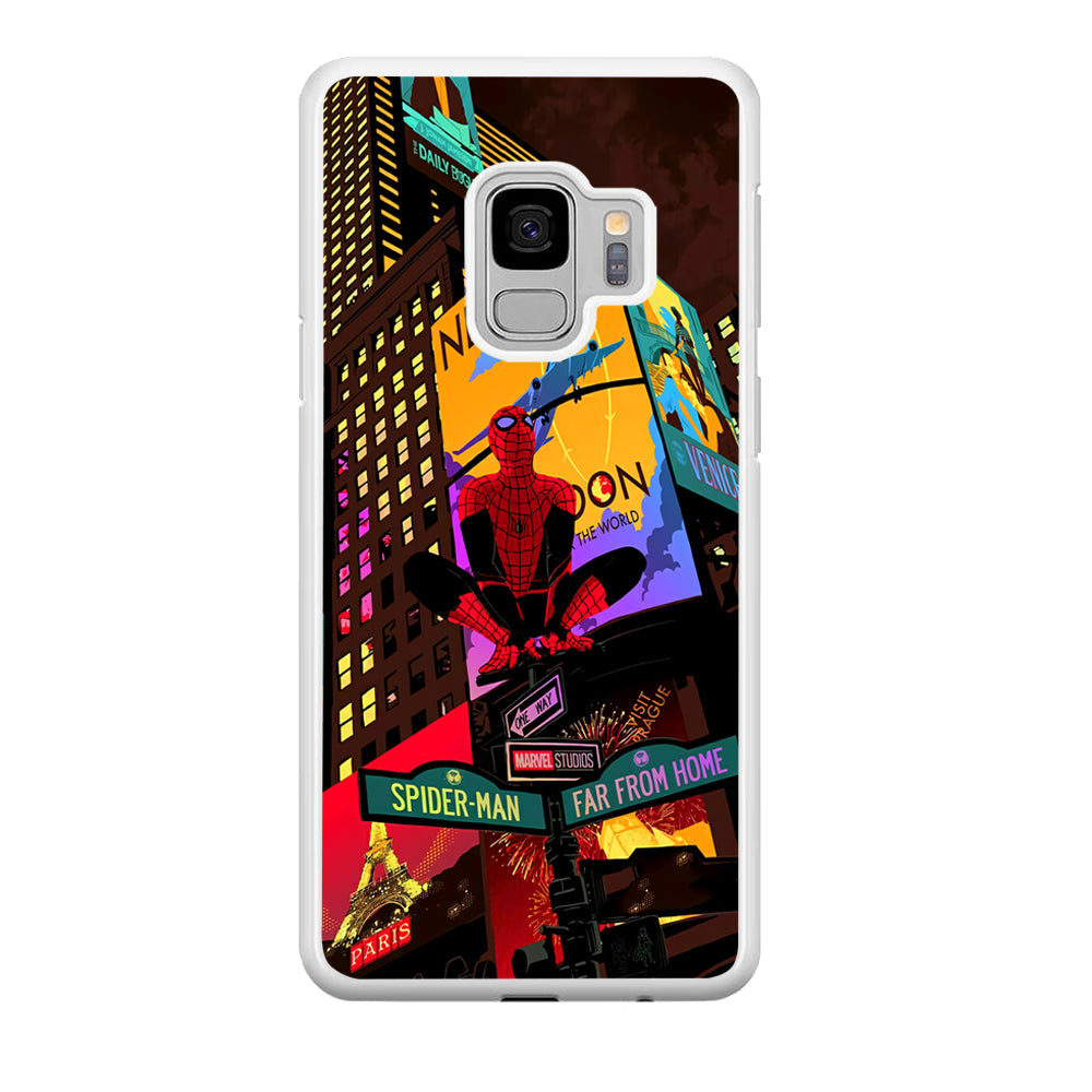 Spiderman Landscape of Night Town Samsung Galaxy S9 Case