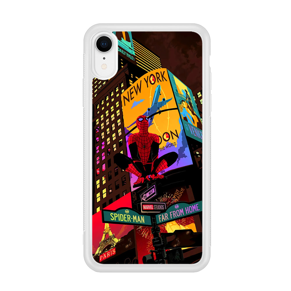 Spiderman Landscape of Night Town iPhone XR Case