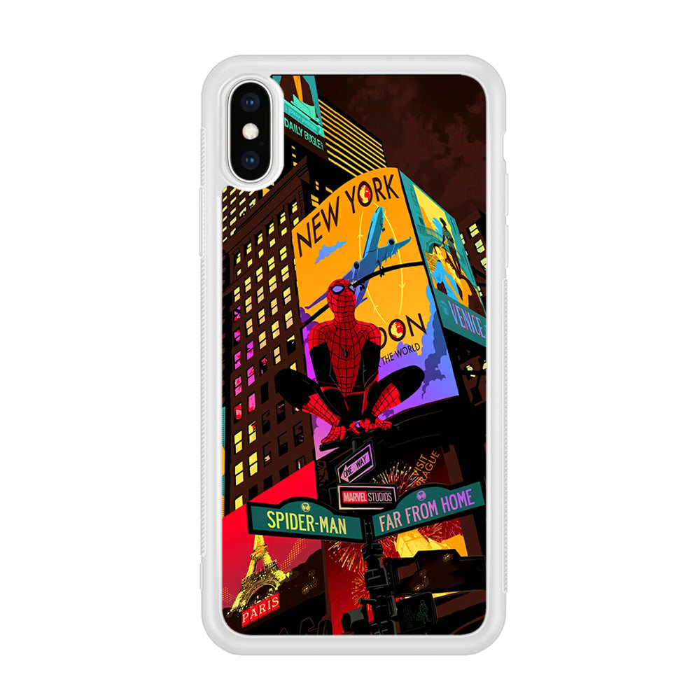 Spiderman Landscape of Night Town iPhone XS Case