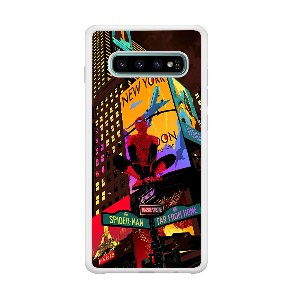 Spiderman Landscape of Night Town Samsung Galaxy S10 Case