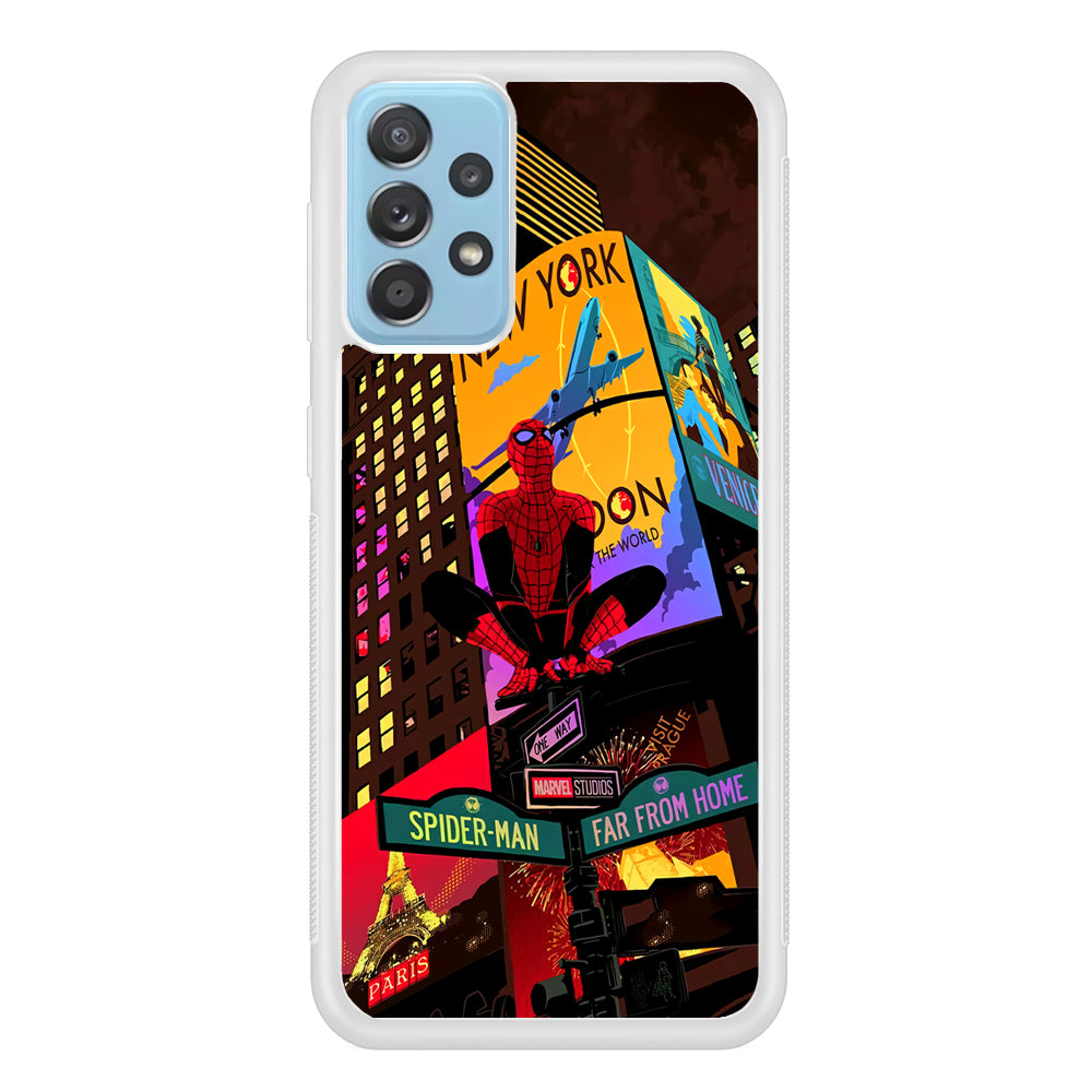 Spiderman Landscape of Night Town Samsung Galaxy A52 Case