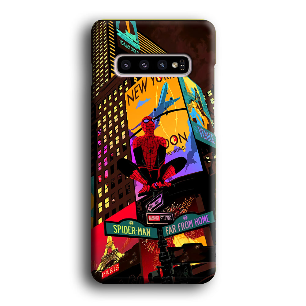 Spiderman Landscape of Night Town Samsung Galaxy S10 Case