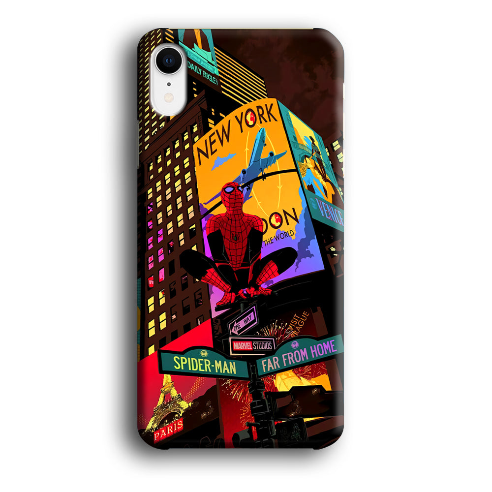 Spiderman Landscape of Night Town iPhone XR Case