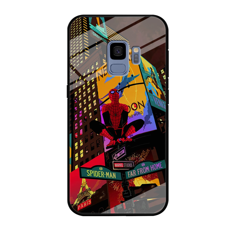 Spiderman Landscape of Night Town Samsung Galaxy S9 Case