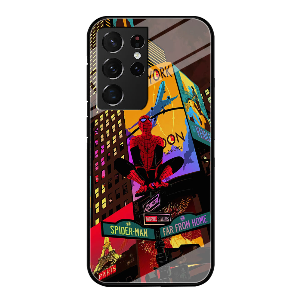 Spiderman Landscape of Night Town Samsung Galaxy S21 Ultra Case