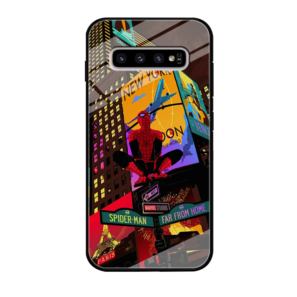 Spiderman Landscape of Night Town Samsung Galaxy S10 Case