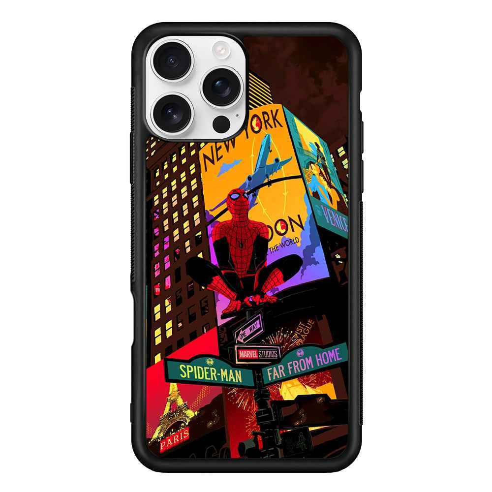 Spiderman Landscape of Night Town iPhone 16 Pro Case