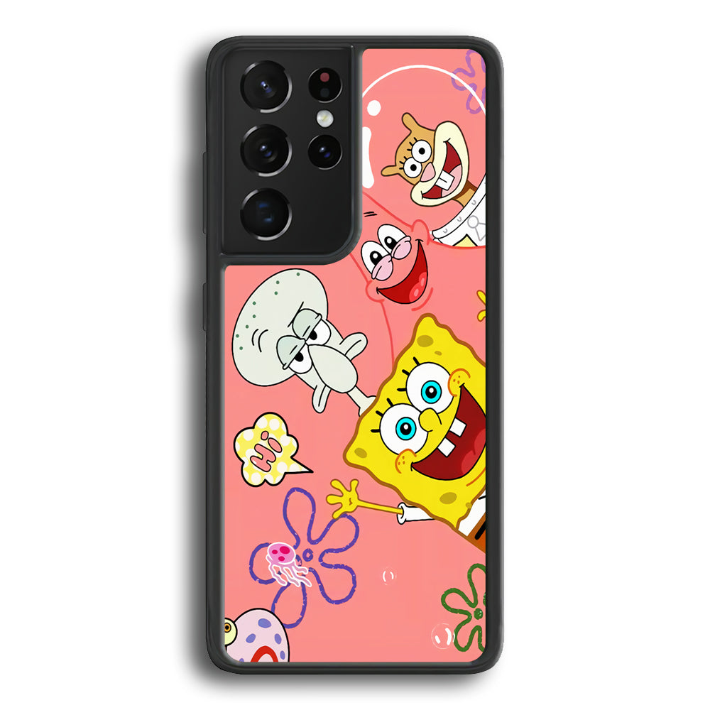 Spongebob With Best Best Friends Samsung Galaxy S21 Ultra Case