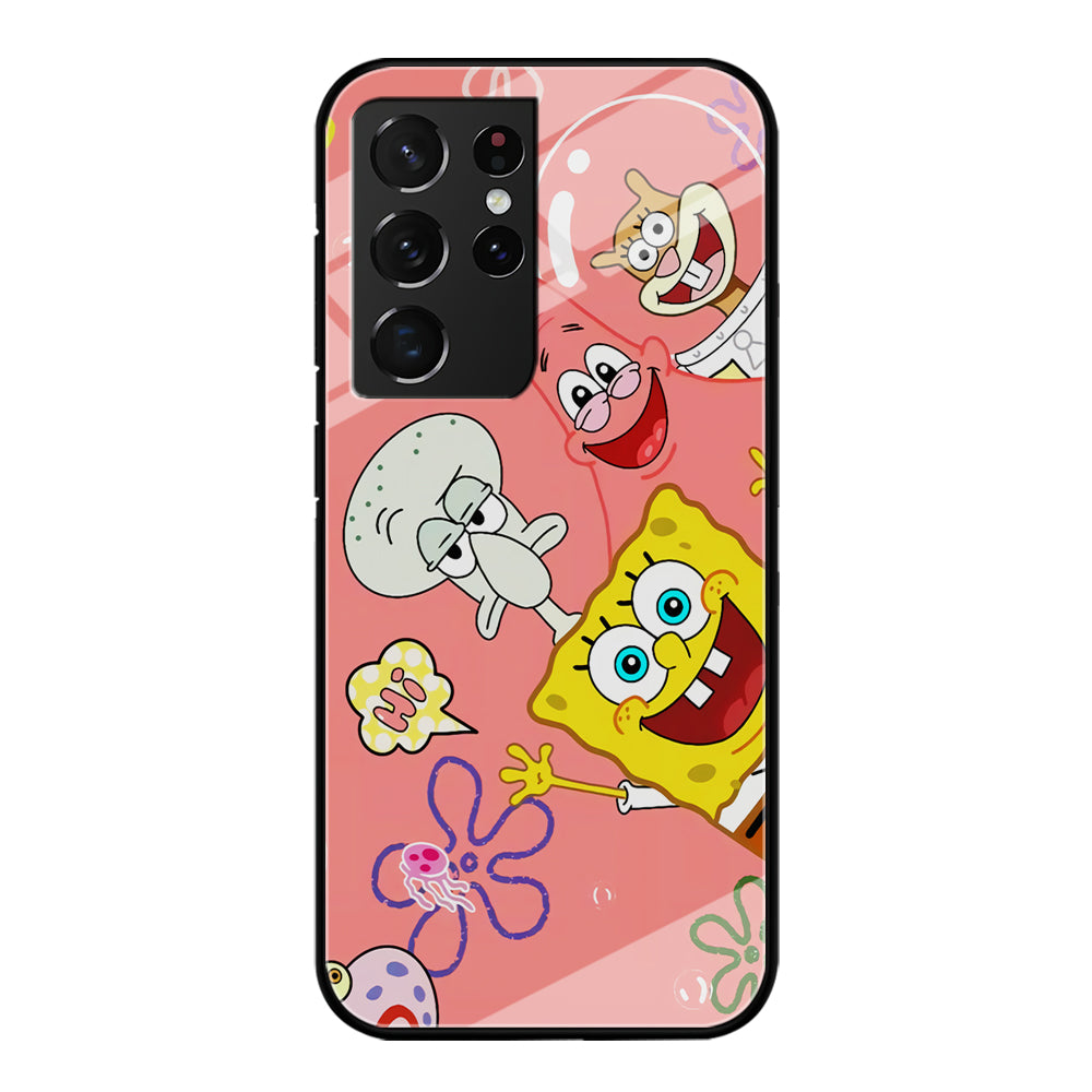 Spongebob With Best Best Friends Samsung Galaxy S21 Ultra Case