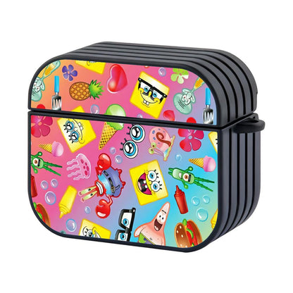 Spongebobs Family Pattern Rainbow Apple Airpods 4 Case Black