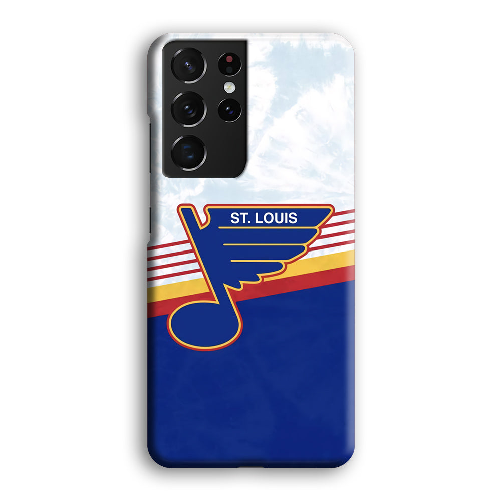 St Louis Blues Team Stripe And Marble Samsung Galaxy S21 Ultra Case