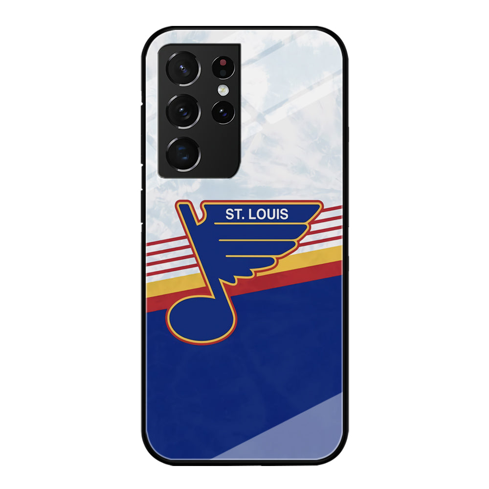 St Louis Blues Team Stripe And Marble Samsung Galaxy S21 Ultra Case