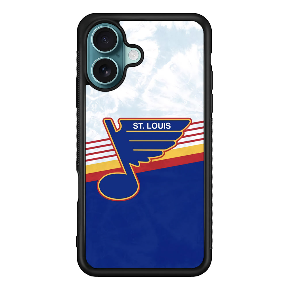 St Louis Blues Team Stripe And Marble iPhone 16 Case