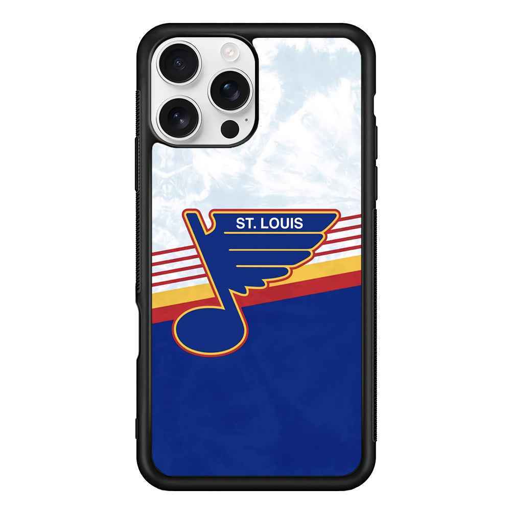 St Louis Blues Team Stripe And Marble iPhone 16 Pro Case