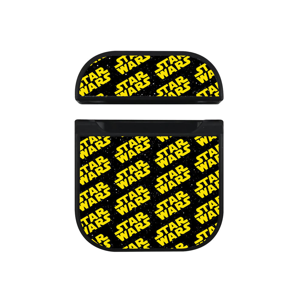 Star Wars Logo Pattern Galaxy Apple Airpods Case Black