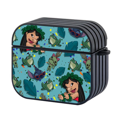 Stitch Bluish Tropical Patern Apple Airpods 4 Case Black