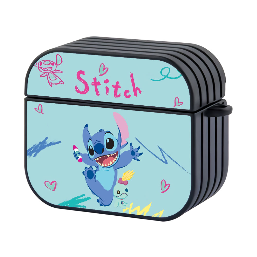 Stitch Draw Using Crayons Apple Airpods 4 Case