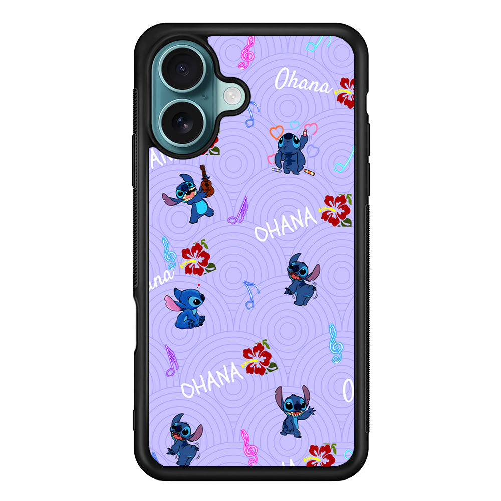 Stitch Patern Lovely Ohana iPhone 16 Case