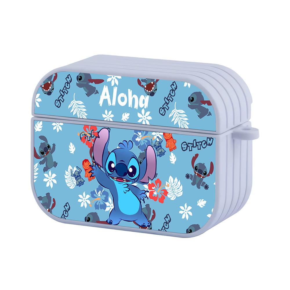 Stitch Pattern in Blue Blanket Apple Airpods Pro Case White
