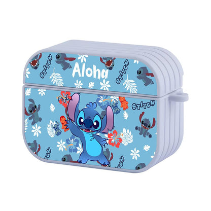 Stitch Pattern in Blue Blanket Apple Airpods Pro 2 Case White