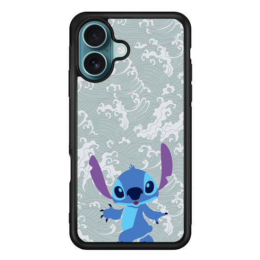 Stitch Walk on The Wave iPhone 16 Case