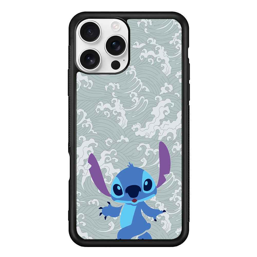 Stitch Walk on The Wave iPhone 16 Pro Case
