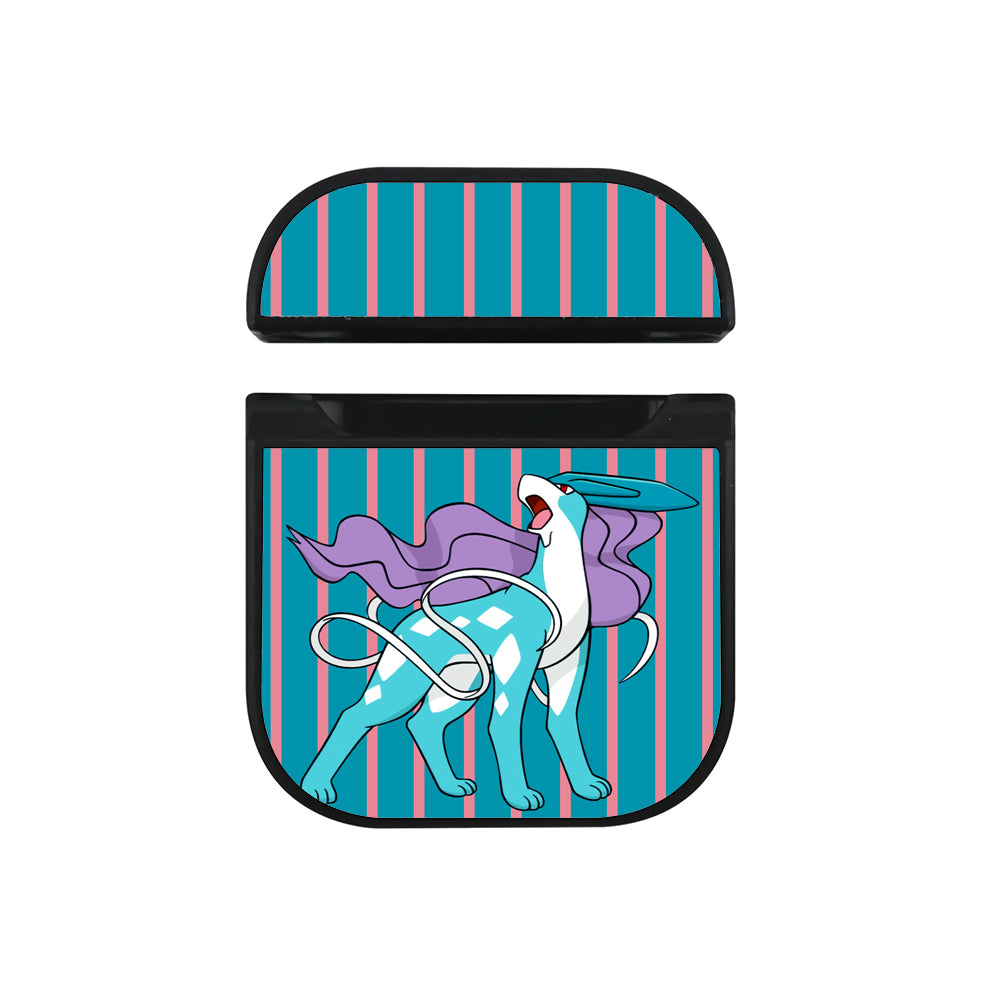 Suicune Pokemon Stripe Apple Airpods Case Black