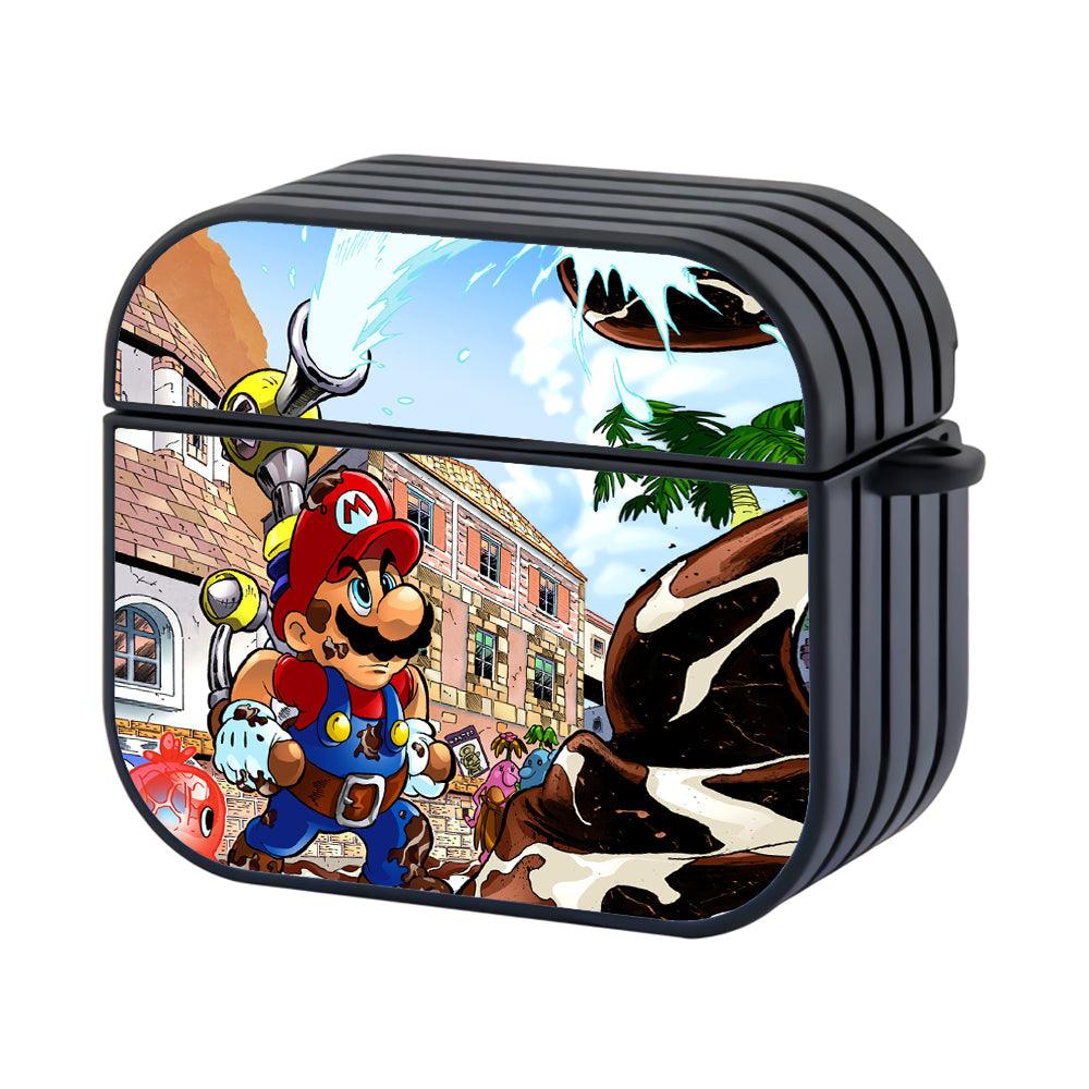 Super Mario Sludge Cleaning Spray Hard Work Apple Airpods 4 Case Black