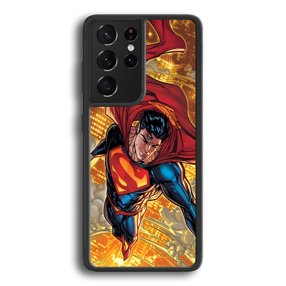 Superman Flying Through The City Samsung Galaxy S21 Ultra Case