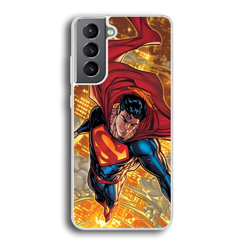 Superman Flying Through The City Samsung Galaxy S21 Plus Case