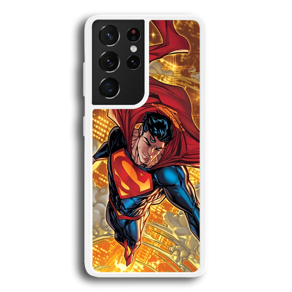 Superman Flying Through The City Samsung Galaxy S21 Ultra Case